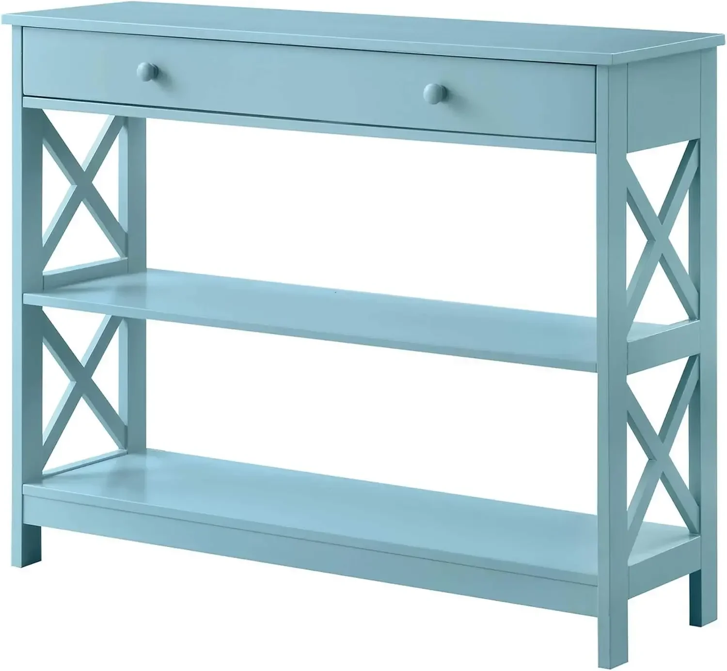 Oxford 1 Drawer Console Table with Shelves, Sea Foam Blue