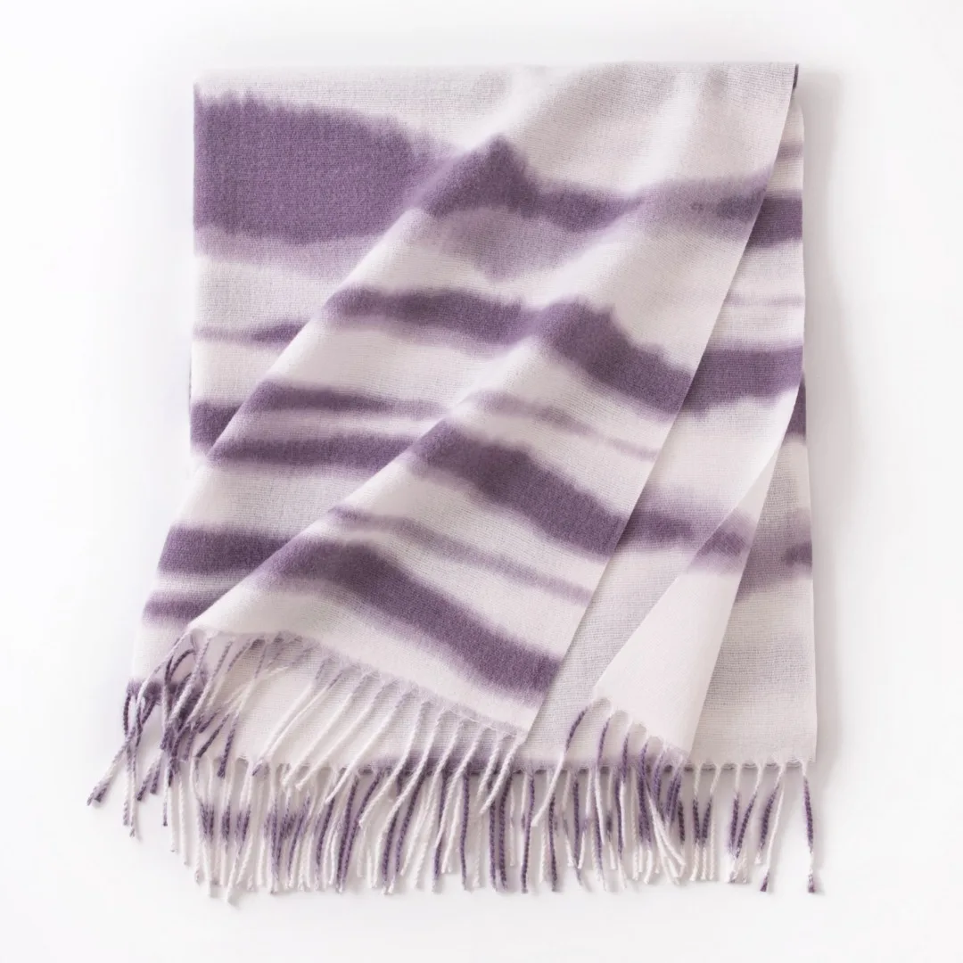 Luxury Brand Cashmere Women Stripe Scarf Winter Warm Shawl and Wrap Bandana Pashmina Female Foulard Square Thick Blanket Poncho