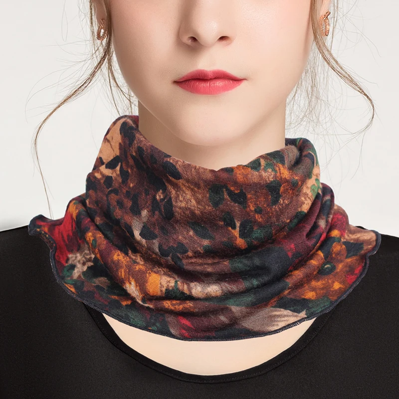 Autumn Winter Warm Wool Silk Double Layer Neck Warmer, Women's Korean Style Pullover Scarf Fake Collar Mulberry Silk Neck Gaiter
