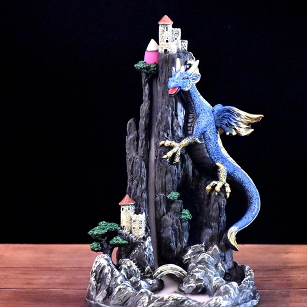 

Pterosaur Backflow Incense Burner Handmade Resin with Waterfall Smoke Chinese Desk Ornament Incense Burner