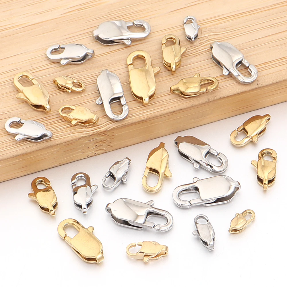 5 Stück/Set Edelstahl Rechteckige Karabinerhaken für Halsketten und Armbänder, Kettenverbinder für DIY Schmuckherstellung Zubehör – Detail 4
