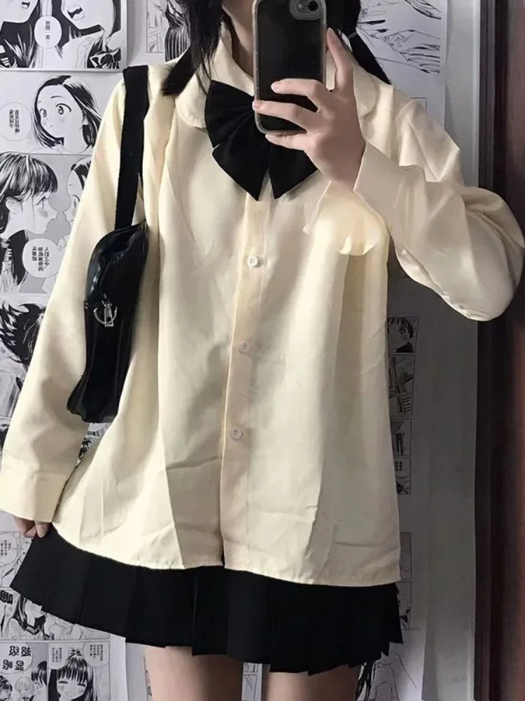 Y2k 美的ヴィンテージカジュアル日本ロリータ Blusas 日本人女性かわいい長袖ブラウスストリート弓 Jk Tios シャツファム