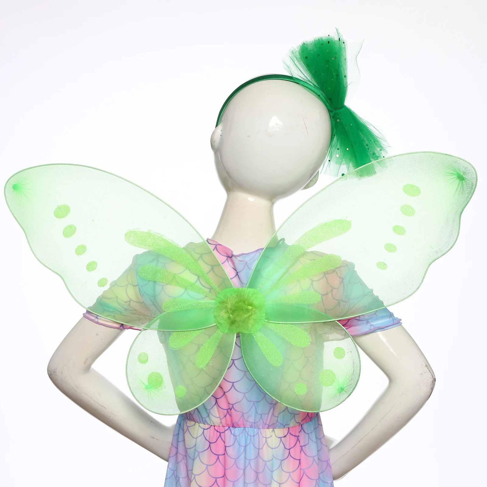 Adultos crianças material brilhante decorado asas de borboleta com acessório traje festa fornecimento conjunto para halloween masquerade cosplay