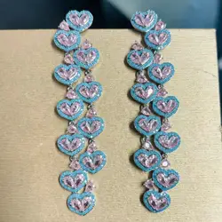 Bilincolor Fashion Small Red Heart Long Earring for Women