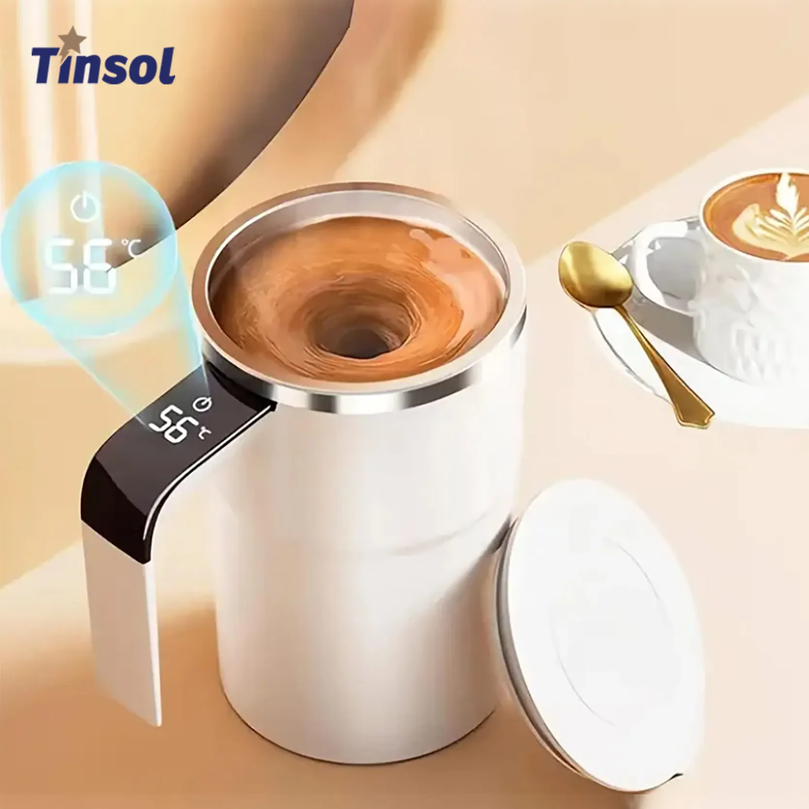 TINSOL جديد المغناطيسي السيارات اثارة صانع القهوة الذكية الكهربائية صب أكثر من صانع القهوة المحمولة البروتين مسحوق خلاط USB شحن #1