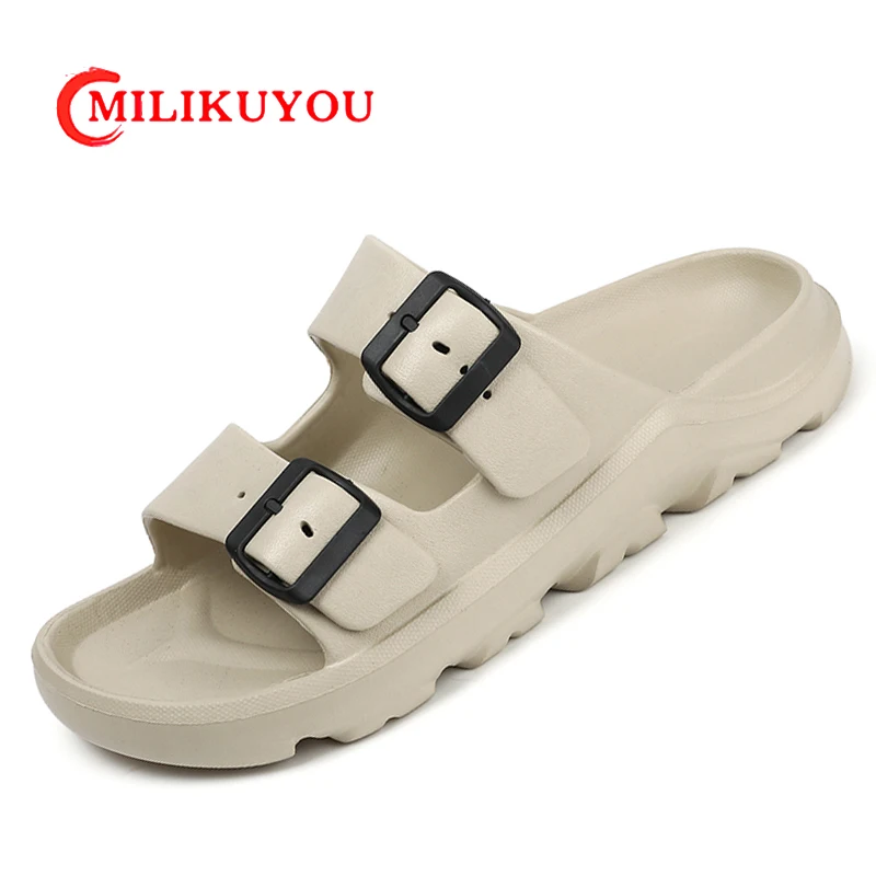 Men Slippers Women Brand 2024 Summer Soft Sandal Mens Beach Casual Shoes Platform EVA Slides Male Non-slip Flip-flop Mules 36-46