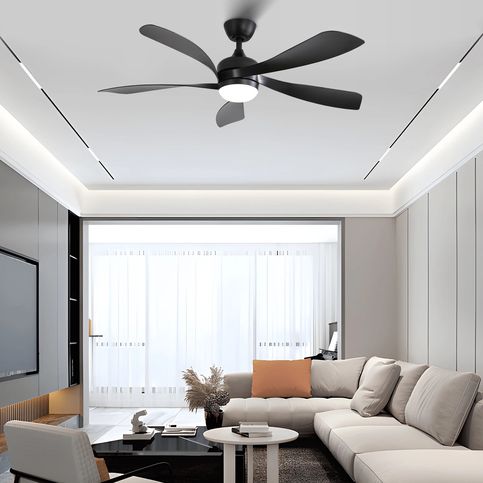 Sofucor 52-inch 5 Blade Modern Ceiling Fan With LED DC 6-speed High Wind Speed With Remote Control