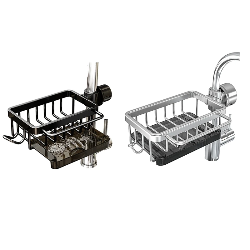 

Держатель губки над краном, органайзер для кухонной раковины, космический алюминиевый съемный подвесной слив для крана с крючком