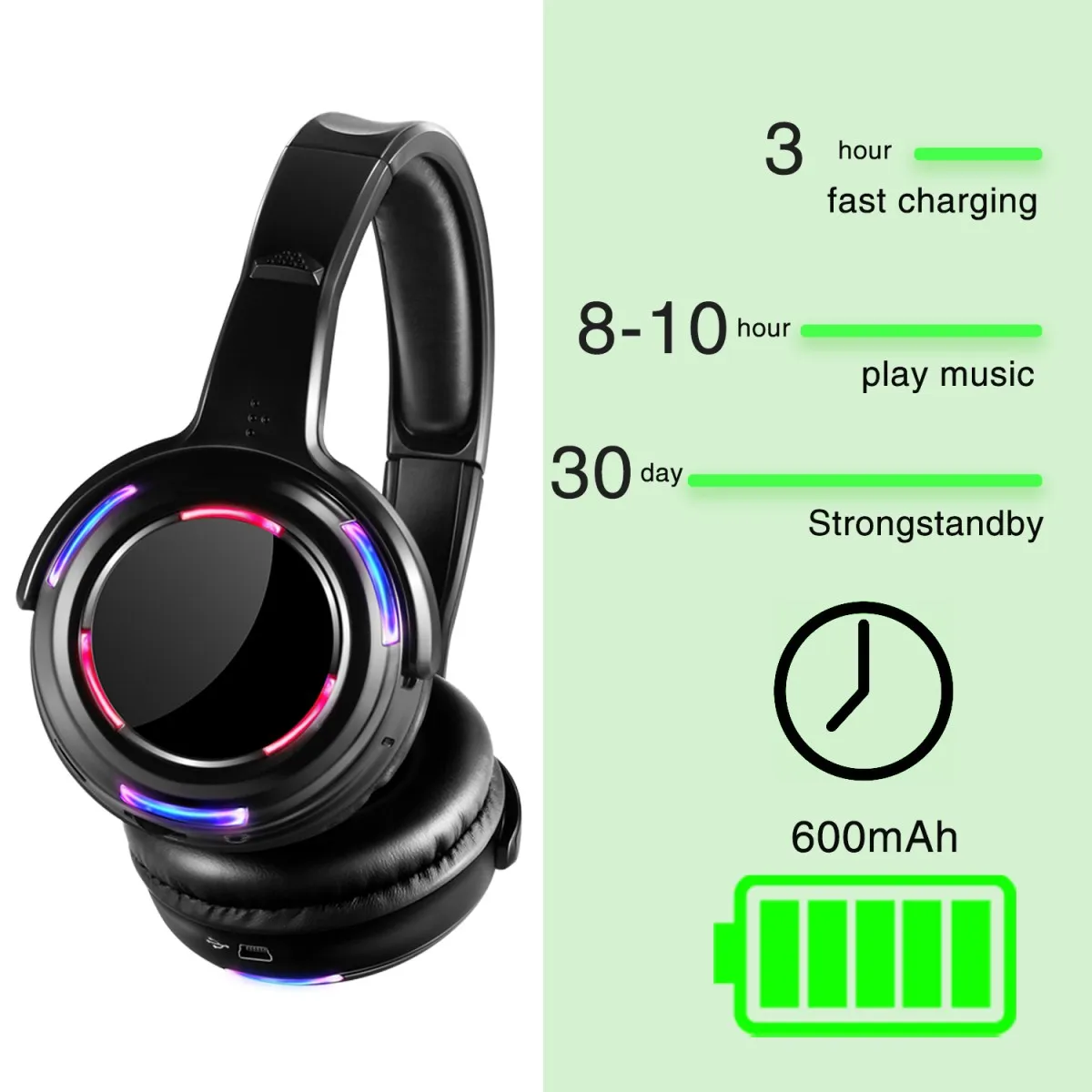 500m Distance Professional Silent Disco LED Headphones  (12pcs  Receivers with 2  Transmitters) -- RF Wireless For Family DJ