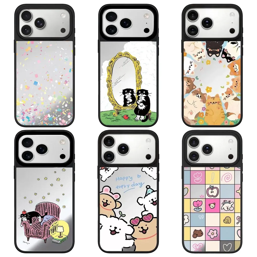 

Cat Sofa Mirror Surface Magnetic Phone Case Cover for IPhone 12 13 14 15 16 17 Pro Max Case for IPhone 17 Air