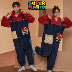 Super Mario Bros Pajama Sets Winter Kawaii Cartoon Pajama Women Couple Flannel Loung Sleepwear Mujer Night Suits Men Homewear