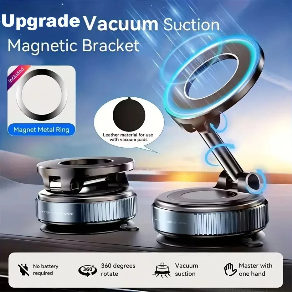 [Upgrade 360° Phone Holder] 360° Adjustable Vacuum Magnetic Mount Car Phone Holder Upgrade Version Compatible with Cars Mirrors