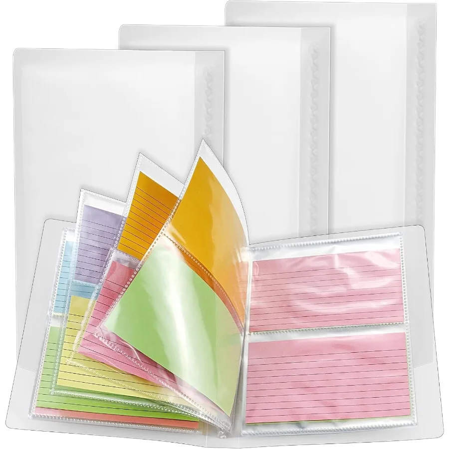 

3 упаковки держателей для карточек 3 x 5 вмещает 240 штук, органайзер для карточек, пакеты для книг, переплет для заметок и рецептов