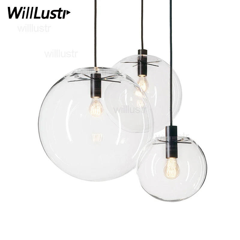 

Pendant Lamp Transparent Clear Glass Global Suspension Light Lampshade LED Crystal Ball Ceiling Chandelier Hanging Lighting