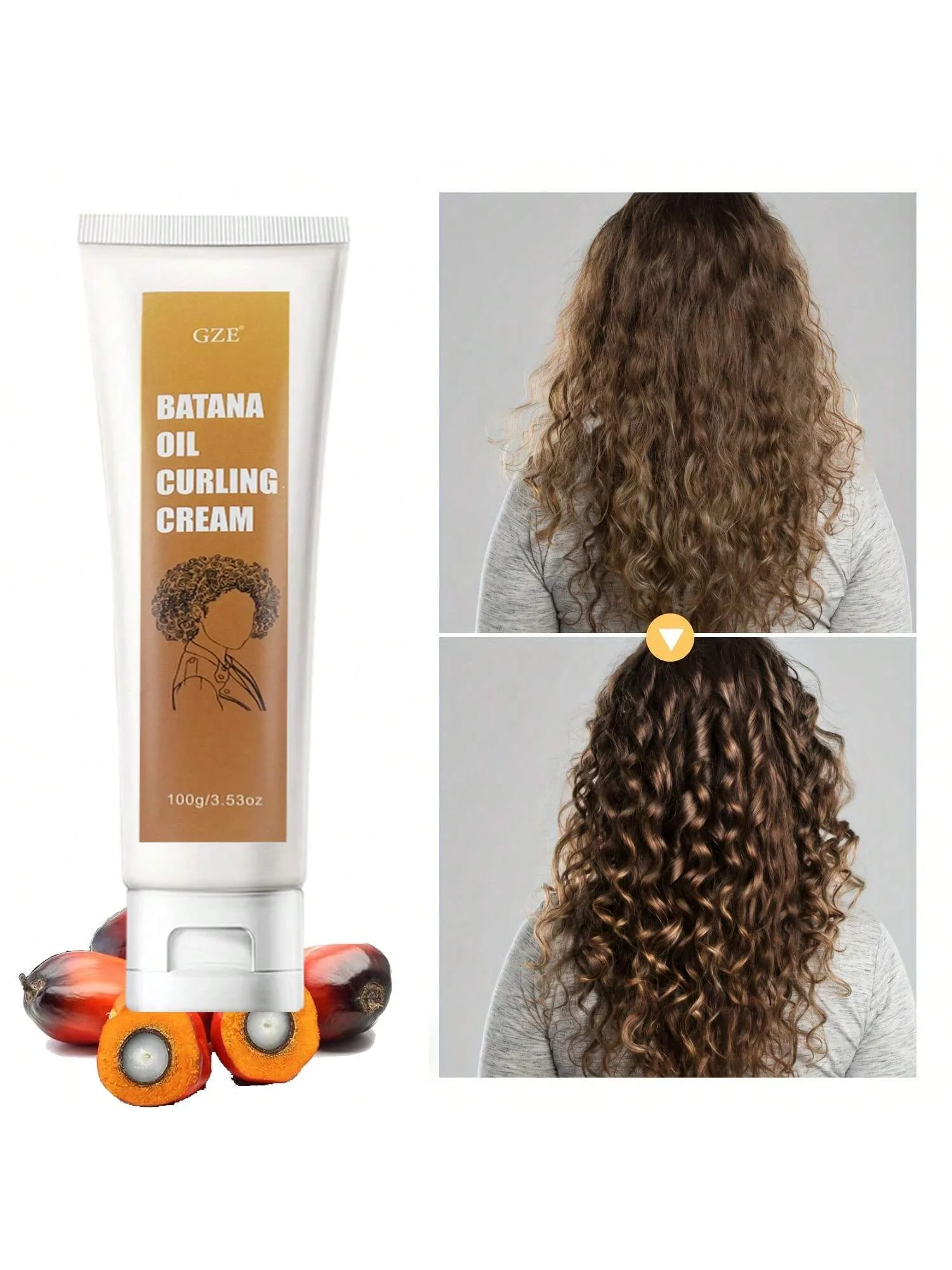 GZE Batana Oil Curling Cream Curl Wavy Hair Curl Activator Curly Control Enhancing Defining Frizz Control Smooth And Improves
