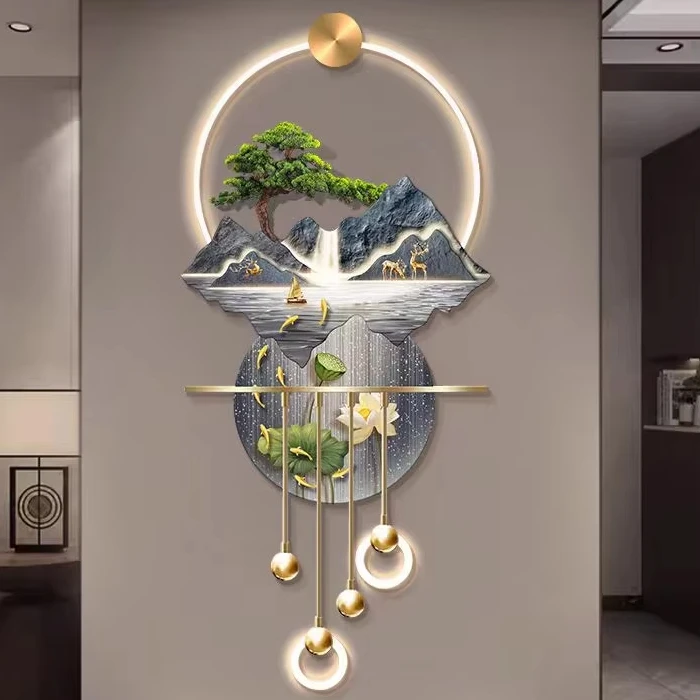 New Luxury LED Light Living Room Decoration Painting Simple Atmospheric 3D Carved Painting Landscape Landscape Painting