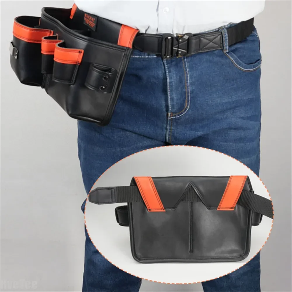 Leather Tool Waist Bag,with Insert Pockets,Portable Tape Measure Hammer Wrench Holder for Electrician Carpenter,Waist Belt Pouch