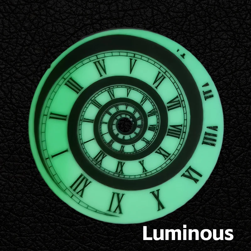 NH35 28.5mm Dial, Roman Scale Spiral Disc Green Luminous for NH35/NH36/4R/7S Caliber, Watch Modification Accessories