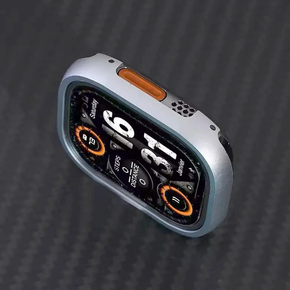 光沢のある保護ウォッチケース Apple Watch Ultra 49mmサイズ対応 メタルカバー 中空アルミニウム合金製 iWatch Ultra 49mmケース