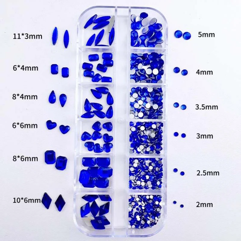 1 صندوق متعدد نمط القلب قطرات مسمار الراين الزجاج الملون شقة القاع الماس مسمار الفن سحر DIY بها بنفسك لوازم مانيكير #2