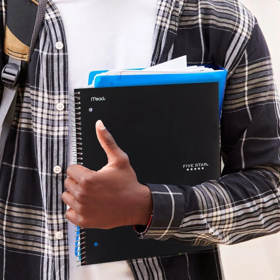 دفتر ملاحظات حلزوني + تطبيق للدراسة 5 موضوع ورق مسطر للكلية 81 2 × 11 200 ورقة يقتال غطاء مقاوم للماء باللون الأسود 720