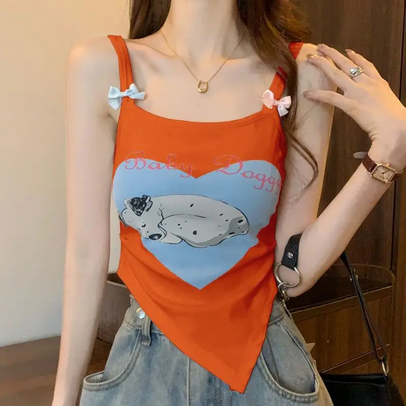 

Sleeveless Top for Women Wearing Dopamine In Summer with Suspenders, Small Vest, Sweet and Spicy Irregular for External Wear