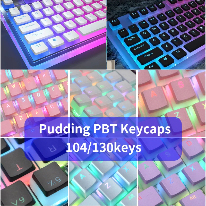 104ปุ่มพุดดิ้ง Keycaps OEM โปรไฟล์ Double Shot PBT Backlight Keycaps สำหรับแป้นพิมพ์ Cherry Mx Switch