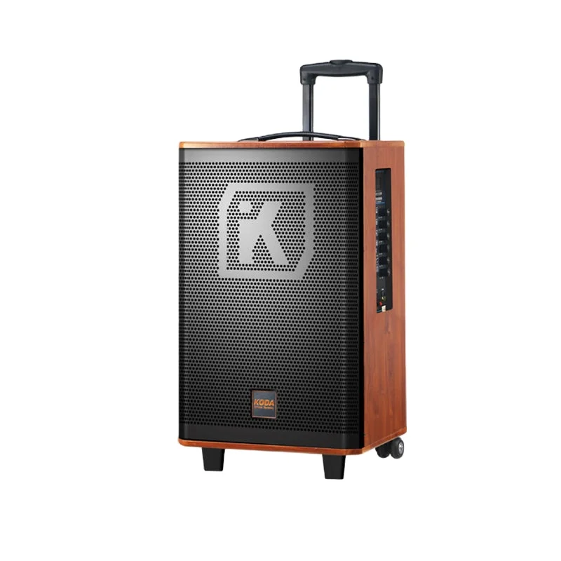 KODA 12 Inch Trolley  Wooden case DJ Karaoke Bass Portable Speakers With Microphone