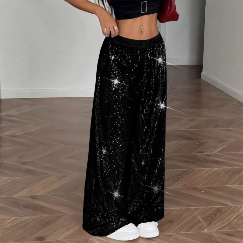 

Women's Party Long Pants 2026 New Spring And Summer High Waist Fashion Loose Sequined Draping Casual Pants For Women Streetwear
