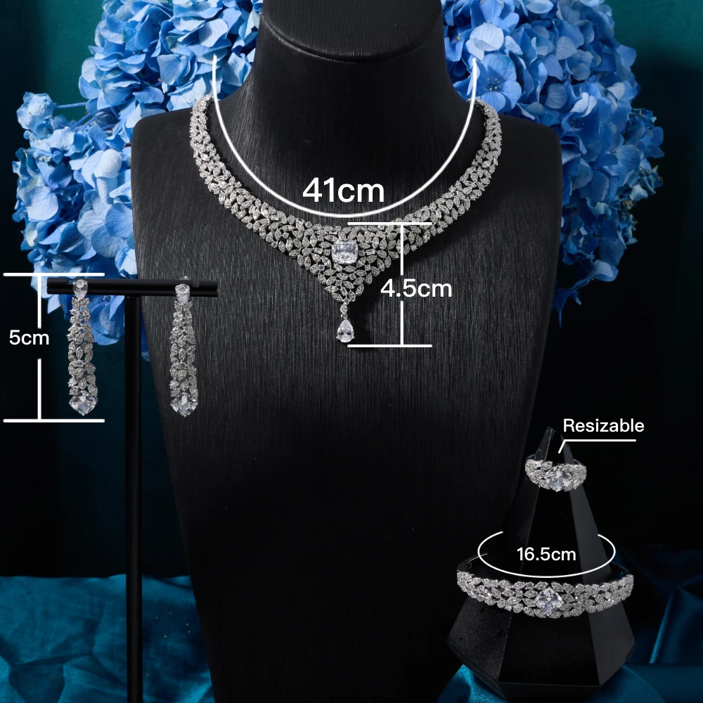 023818 Women Necklace Sets Cubic Zirconia Bridal Jewelry DuBai Saudi Wedding Engagement Party Festival Jewel Accessory
