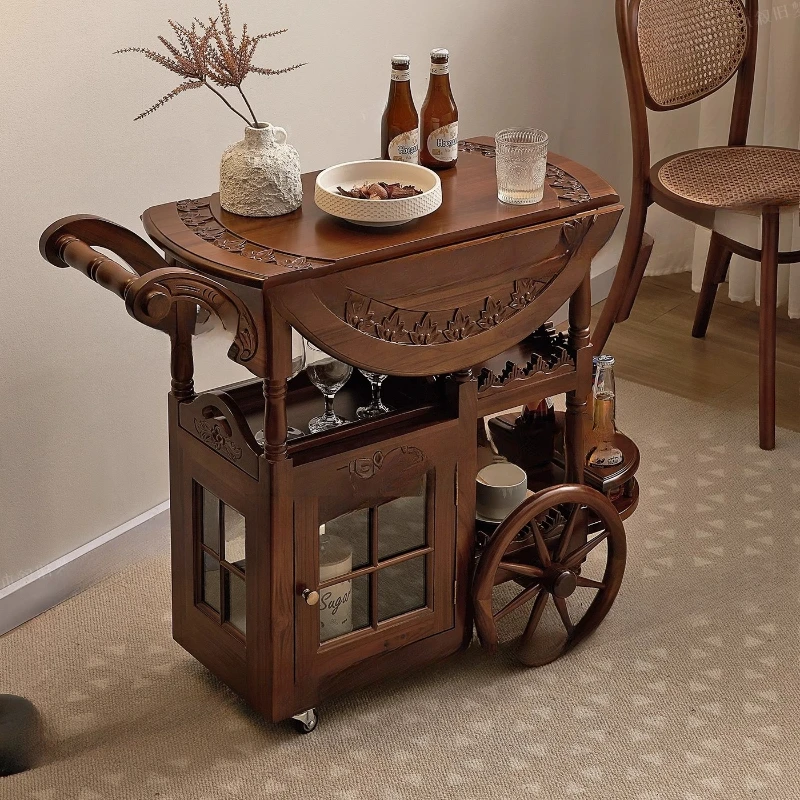 

Medieval style solid wood dining sidecar dining cart push dining cart hotel premium coffee table table