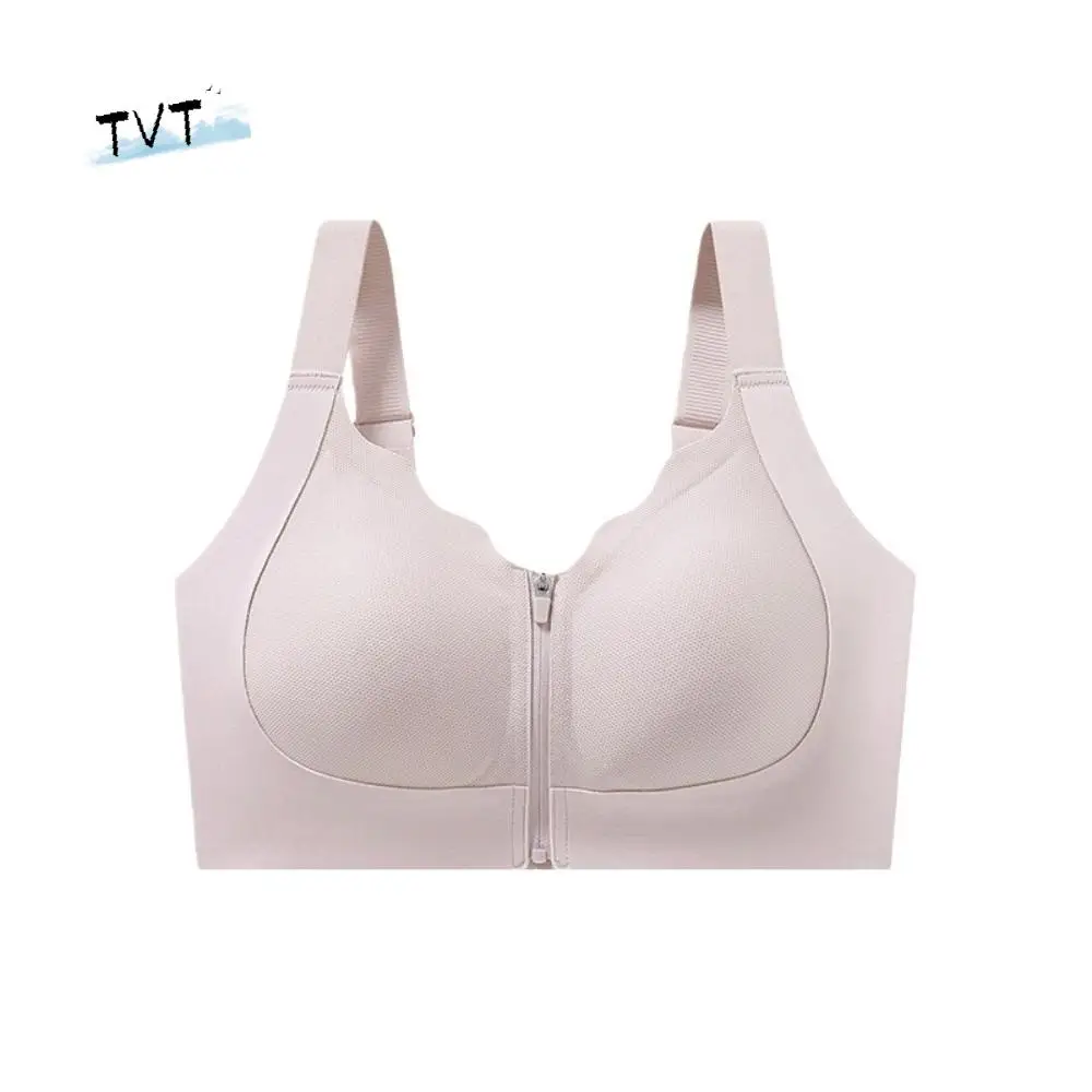 

Adjustable Shock Absorption Front Zipper Bra Push Up Seamless Wireless Bra Lingerie Fixed Cup Women Underwear Outdoor Fitness