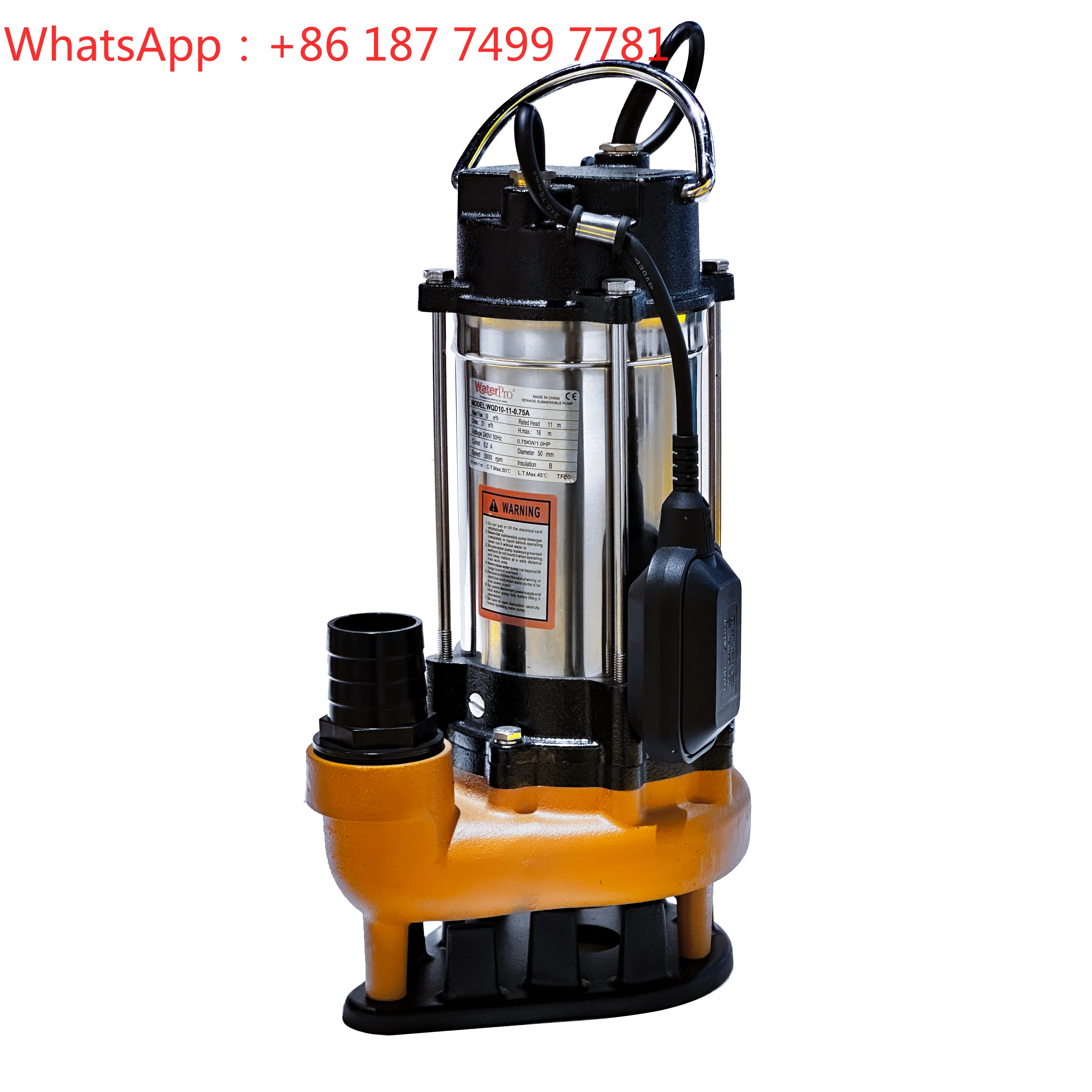 1500W 2HP 2Inch 220V Agricultural Sewage Submersible Pump IP68 Copper Wire Motor for Irrigation