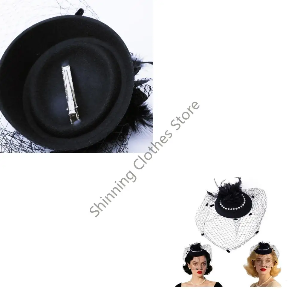 

M68A Elegant Mesh Veil Hat Hair Clip Headwear For Women Lady Girls Special Occasion