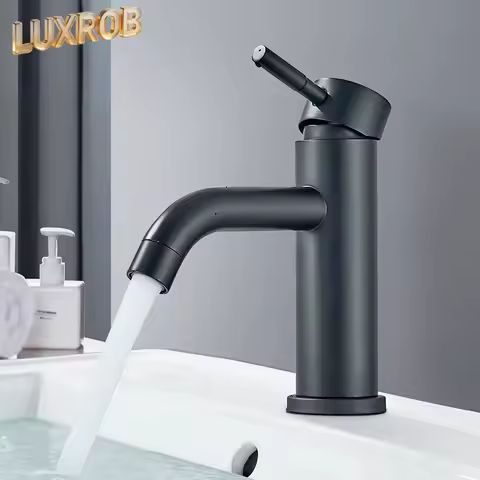 2026 New Matte Black Bathroom Basin Faucet Single Lever Sink Faucets Hot and Cold Water Mixer Tap Deck Mounted Single Hole Crane