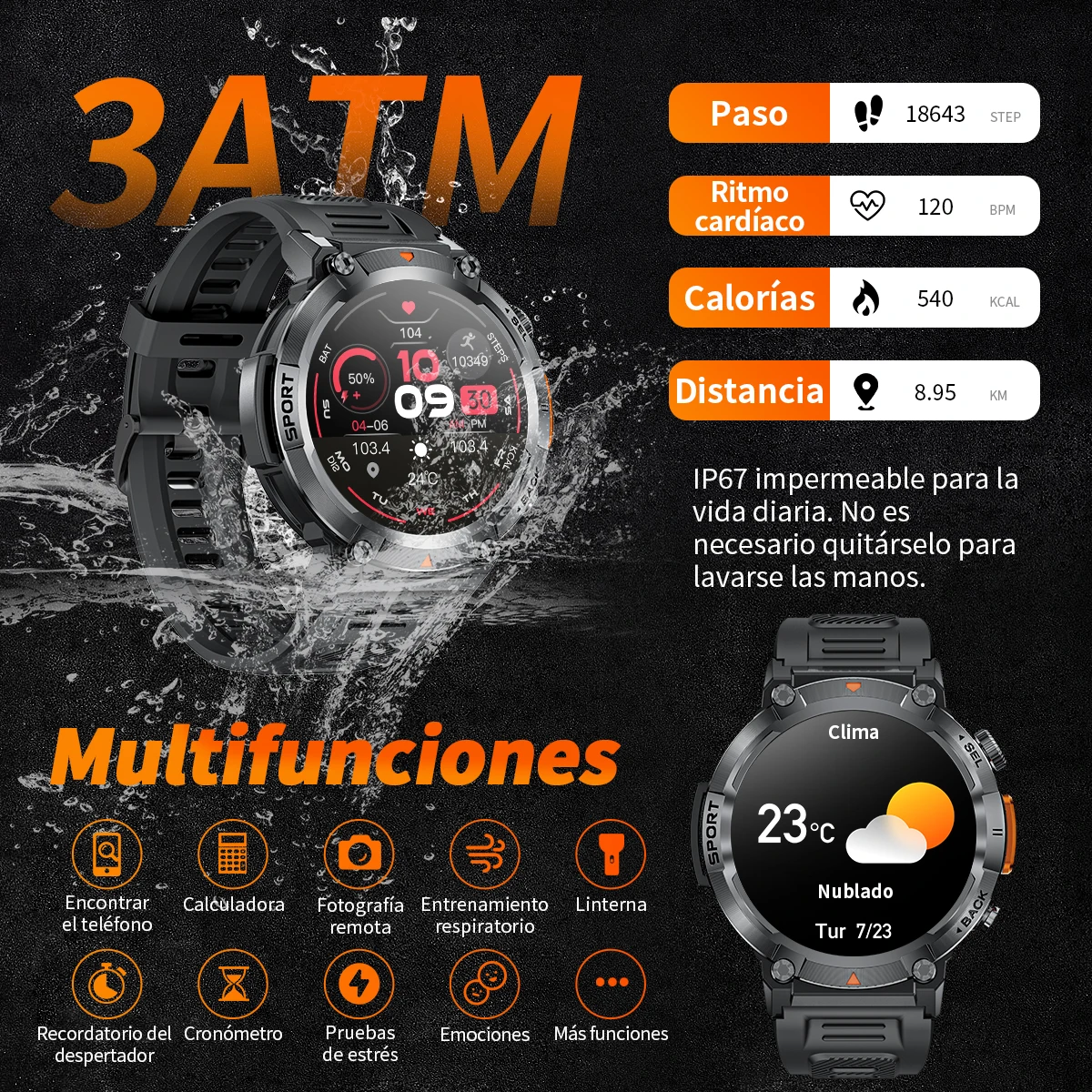 LIGE Military Grade New Outdoor Sports Men Smart Watch AMOLED Full Touch Screen With LED Flashlight Bluetooth Calling SmartWatch