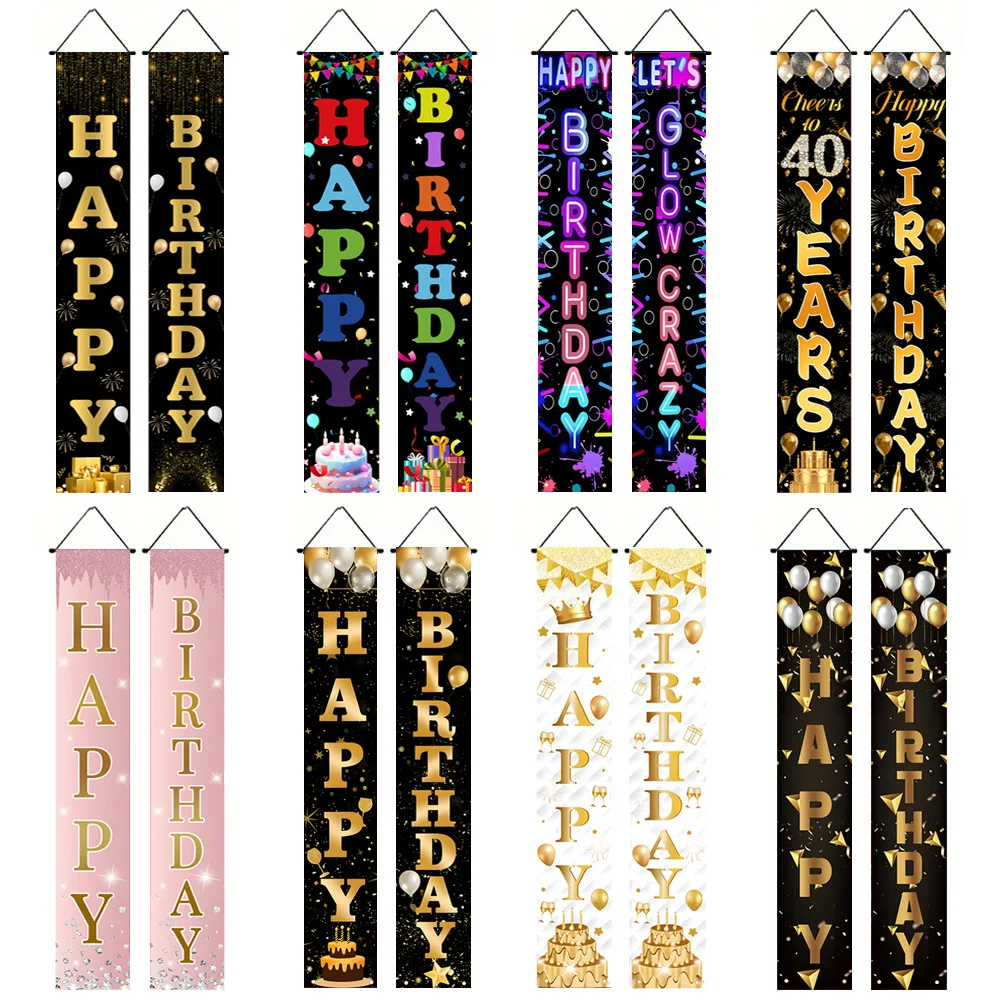 VIKAMA Banner di buon compleanno per decorazioni per feste - Sfondo da appendere per interni ed esterni per decorazioni per feste