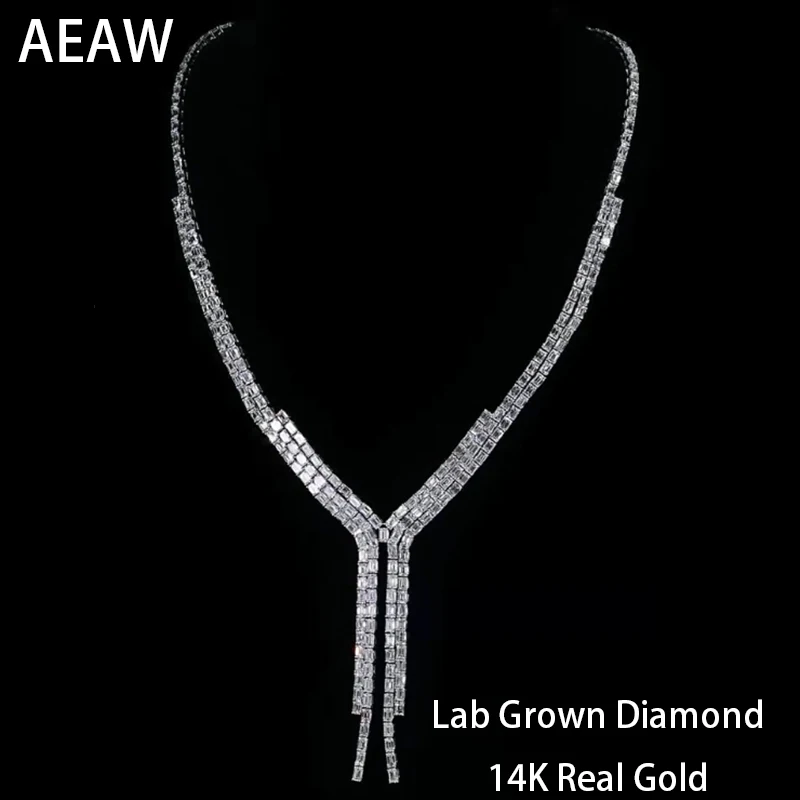 40ctw Lab Grown Diamond Emerald Eternity Necklace Unisex Tennis Necklace, each Emerald Diamond Necklace