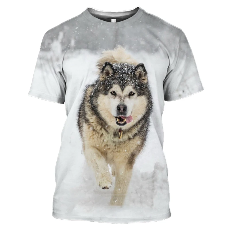 Men 3D Print T-shirt Siberian Husky 2022 Animal Tees Fun Pet  Dog Tshirt Unisex Snowfield Maple Leaf Swim Oversized