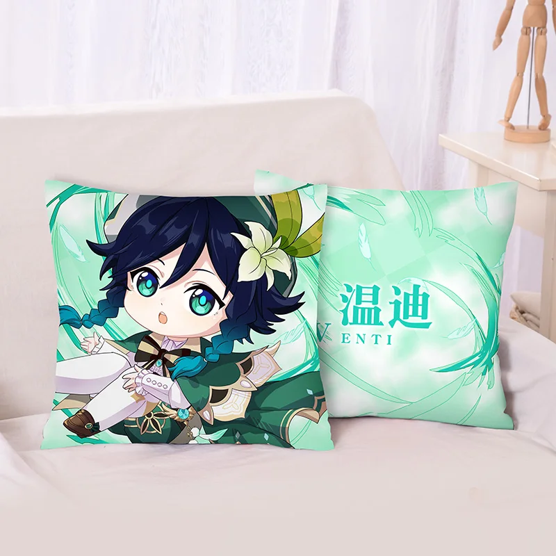 Anime Genshin Impact Qiqi Diluc Ragnvindr Venti Paimon Cosplay Square Pillow Cotton Doll Cushion Exquisite Birthday Xmas Gift