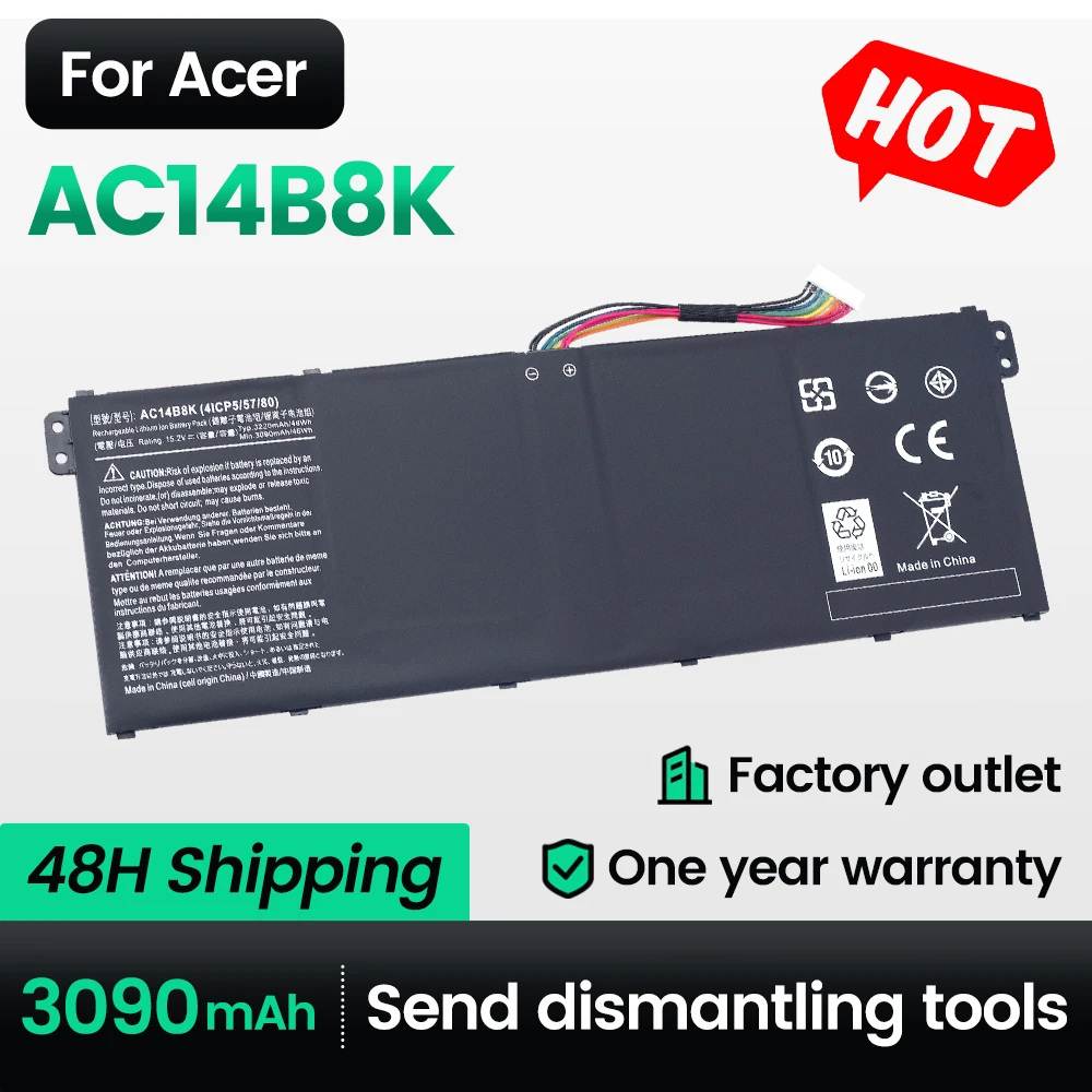 

Keyuan AC14B8K New Laptop SF314-52 SF314-54 SP515-51G Battery for Acer Spin AN515-42 Swift S1-521 ES1-531 R3-131T R5-471T R7-371