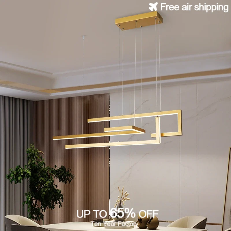

Modern Black Rectangular LED Hanging Light Dimmable Pendant Lamp for Kitchen Island Dining Table Living Room and Bedroom