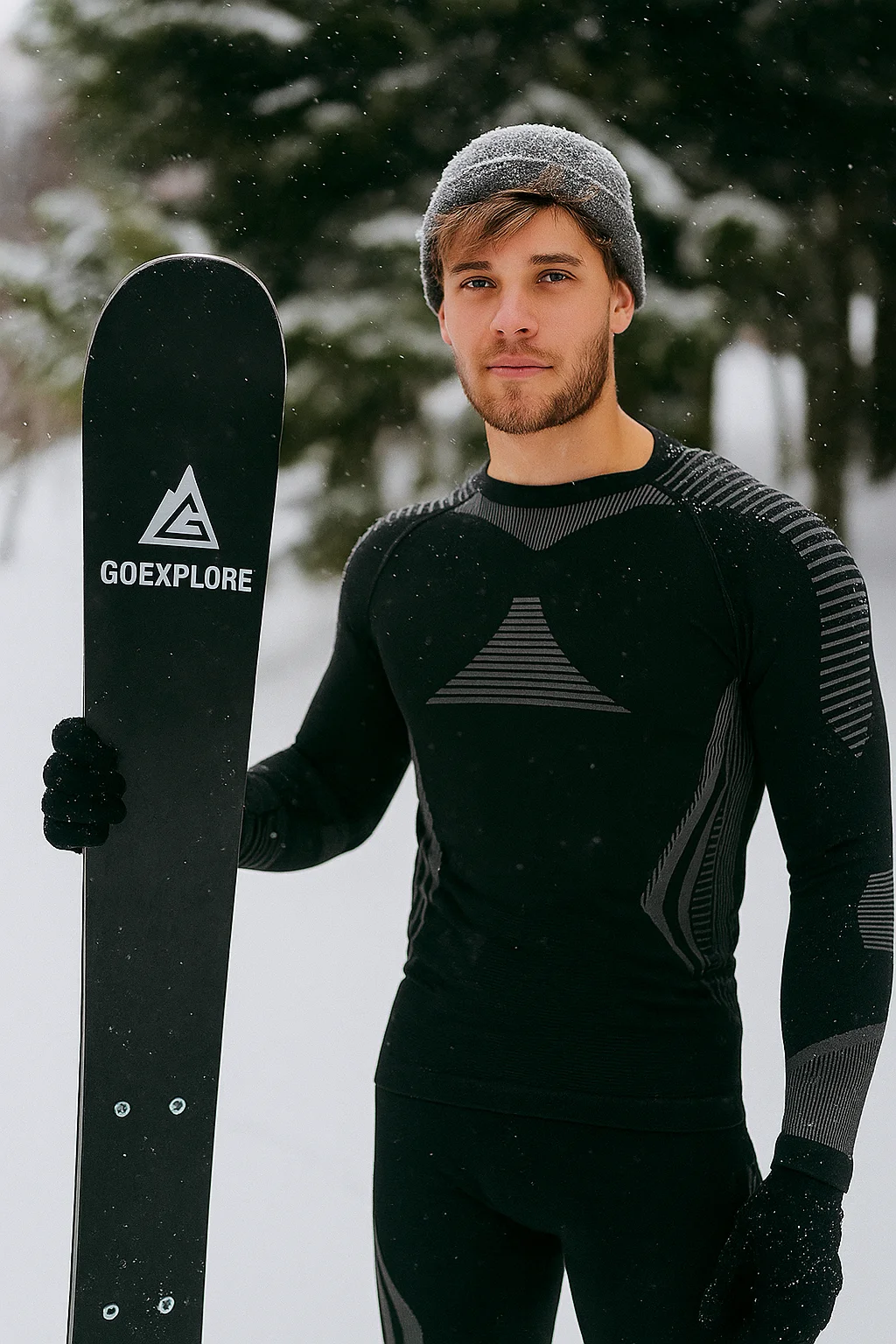 

GOEXPLORE Комплект термобелья унисекс Компрессионный лыжный базовый слой с длинными рукавами + брюки