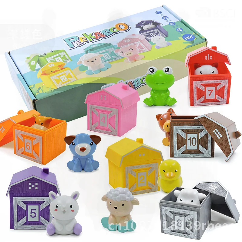 Brinquedo educacional de fantoche de mão para aprendizagem precoce para crianças - cor arco-íris contagem familiar classificação cognitiva correspondente