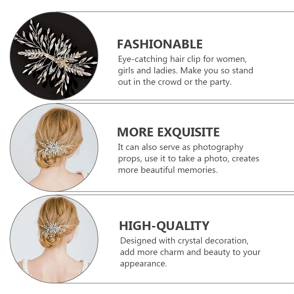 

Protein Crystal Rhinestone Leaf Hair Clip For Women Wedding Party Bridal Jewelry Evening Banquet Birthday Decor Hair