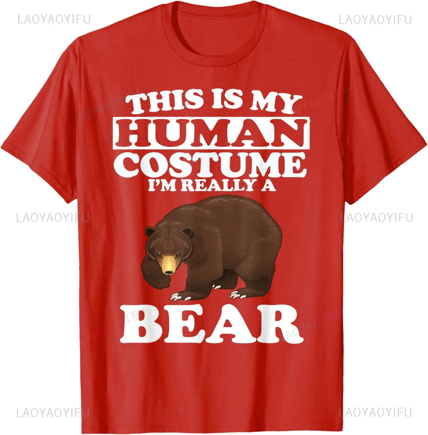 

Это мой человеческий костюм, я действительно медведь, забавная футболка на Хэллоуин, повседневная модная хлопковая мужская уличная одежда в стиле Харадзюку с короткими рукавами