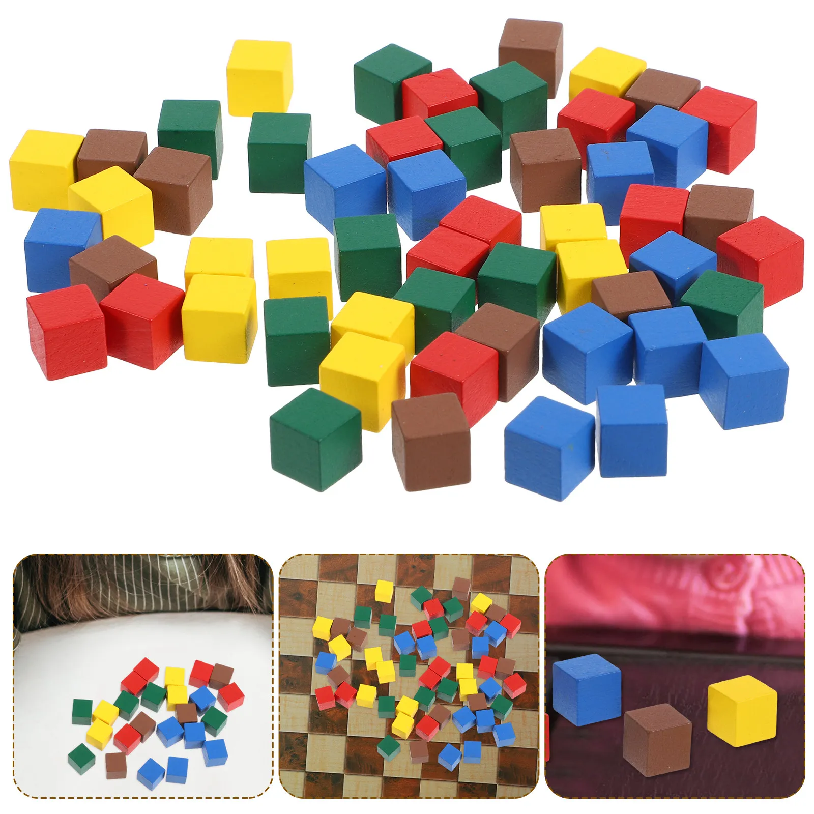 100 Piezas de Ajedrez de Madera Maciza de 1x1cm, Cubos de Madera Ligeros para Juegos de Mesa, Piezas de Repuesto para Damas, Juego Temático