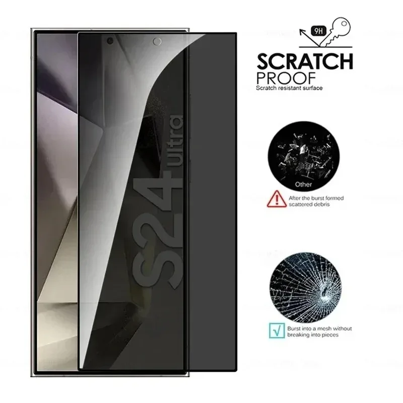2 pçs fácil instalar vidro temperado para samsung galaxy s24 s23 s22 s21 ultra plus privacidade capa completa protetor de tela curvada