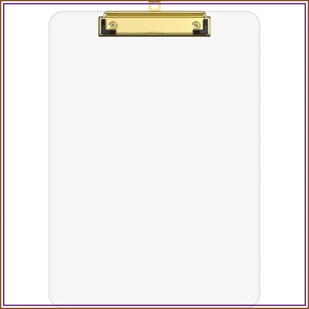 

Clear Plastic Clipboard, 12.5x9" Letter Size for Classroom, Students, Teacher, Nurse, A4 Transparent 8.5x11" with Low Profile Golden Clip, Office & School Supplies