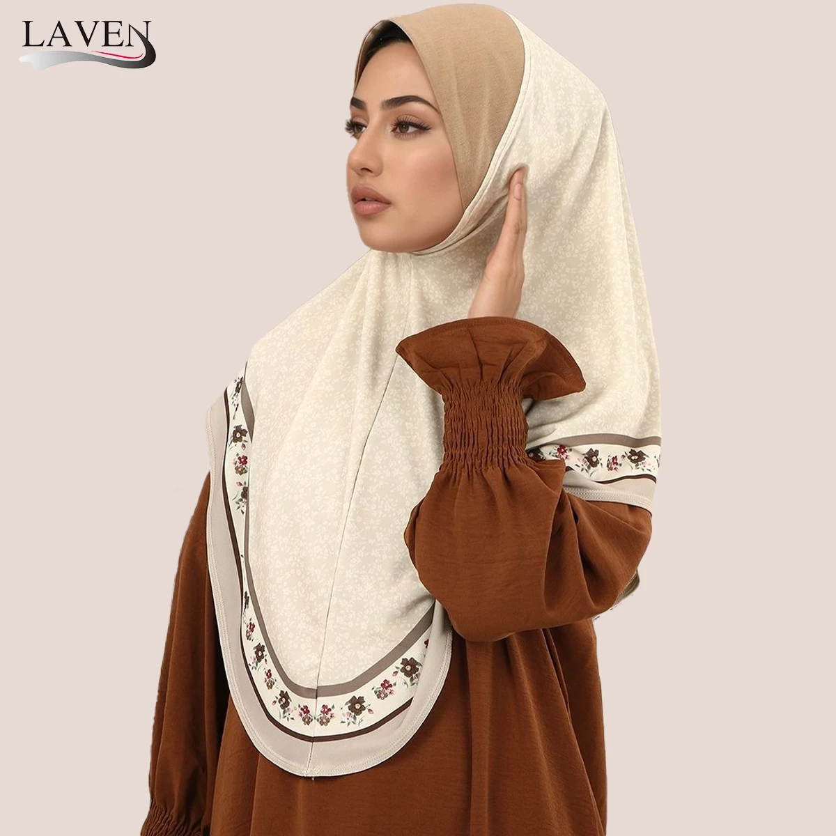 Fashion Shiny Diamond Instant Hijab Full Cover Head Women Soft Chiffon Amira Scarf Islam Female Ramadan Headscarf Printed Turban